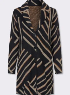 Longstrickjacke mit grafischem Jacquardmuster