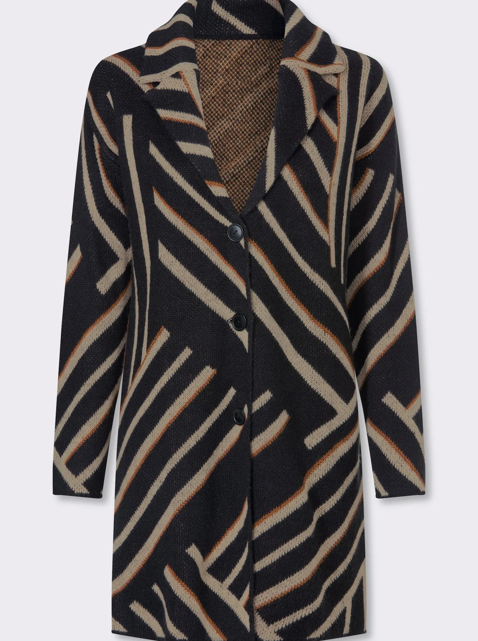 Longstrickjacke mit grafischem Jacquardmuster