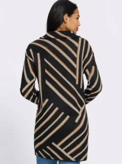 Longstrickjacke mit grafischem Jacquardmuster