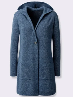 Longstrickjacke mit Kapuze