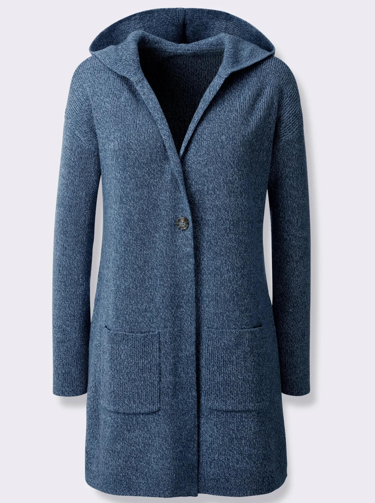 Longstrickjacke mit Kapuze
