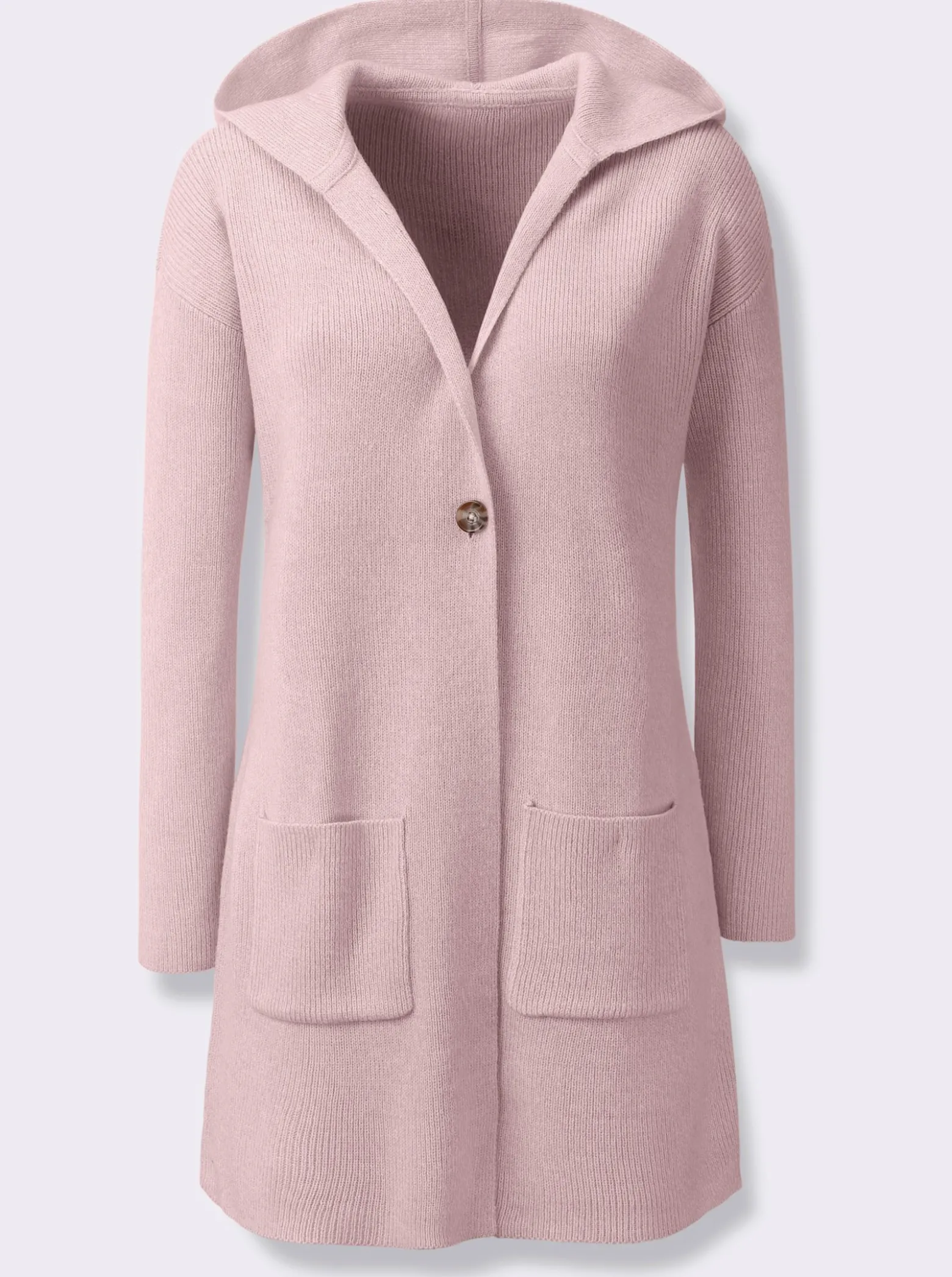Longstrickjacke mit Kapuze