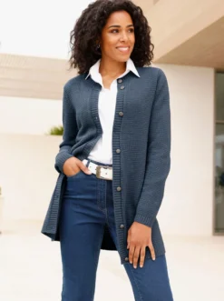 Longstrickjacke mit Schmuckknöpfen