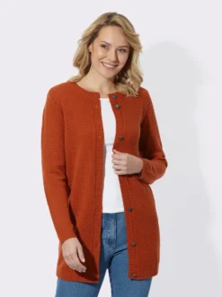 Longstrickjacke mit Schmuckknöpfen