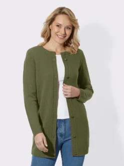 Longstrickjacke mit Schmuckknöpfen