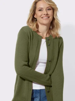 Longstrickjacke mit Schmuckknöpfen