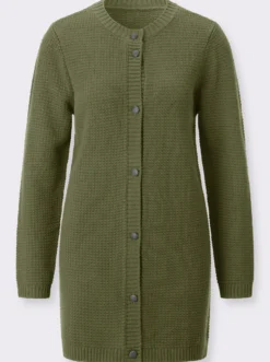Longstrickjacke mit Schmuckknöpfen