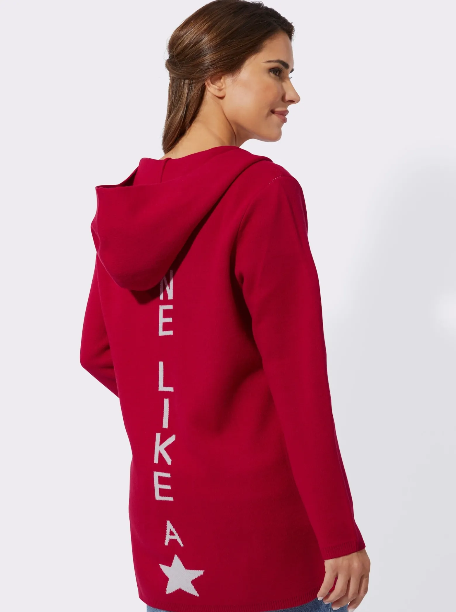 Longstrickjacke mit Schriftzug