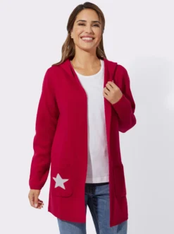 Longstrickjacke mit Schriftzug