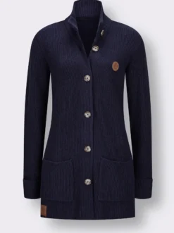Longstrickjacke mit Stehkragen