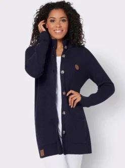 Longstrickjacke mit Stehkragen
