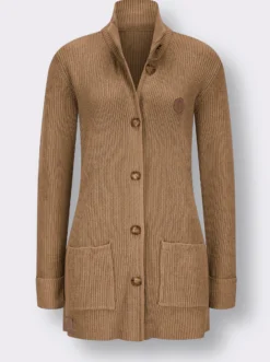 Longstrickjacke mit Stehkragen