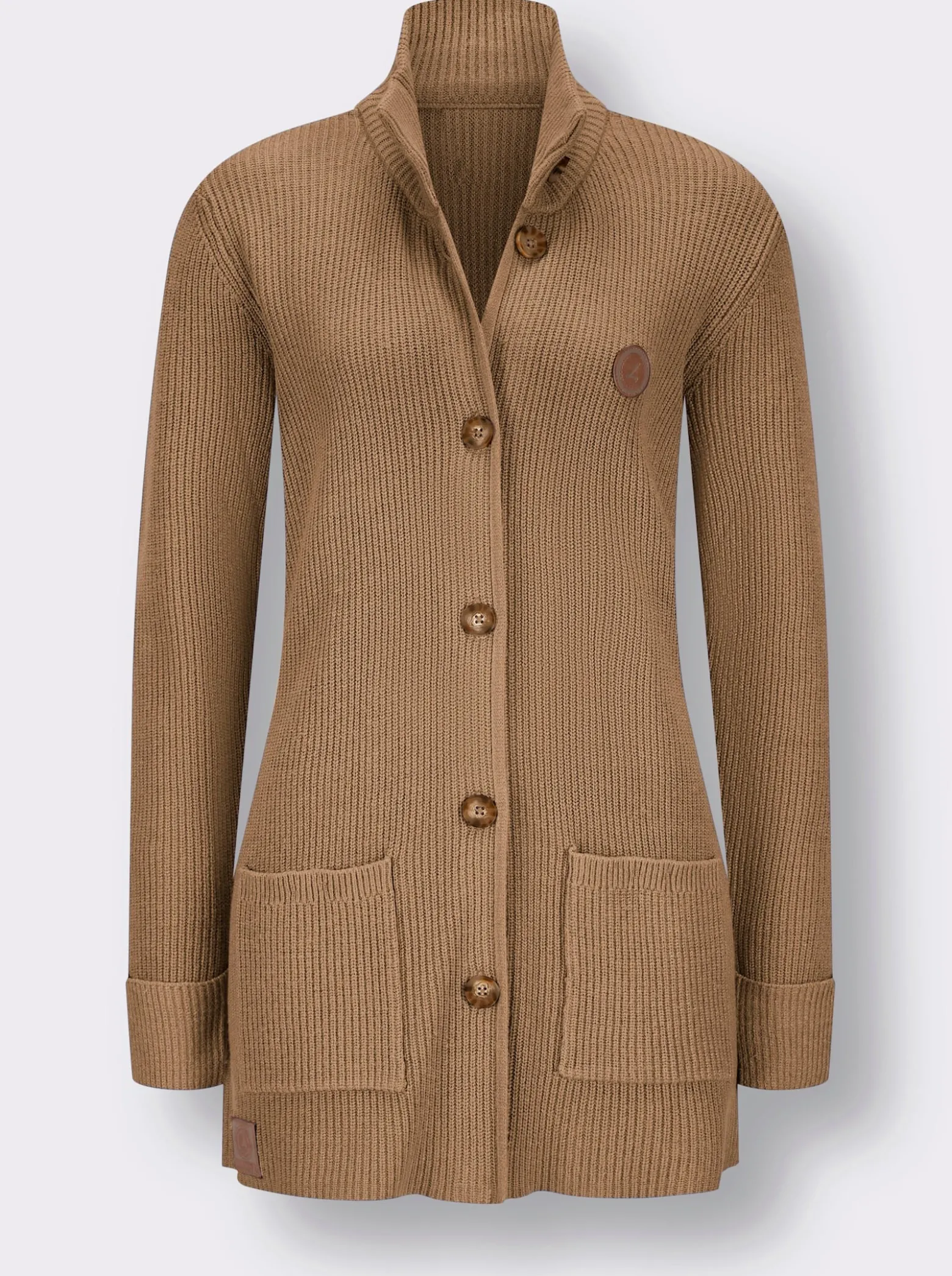 Longstrickjacke mit Stehkragen