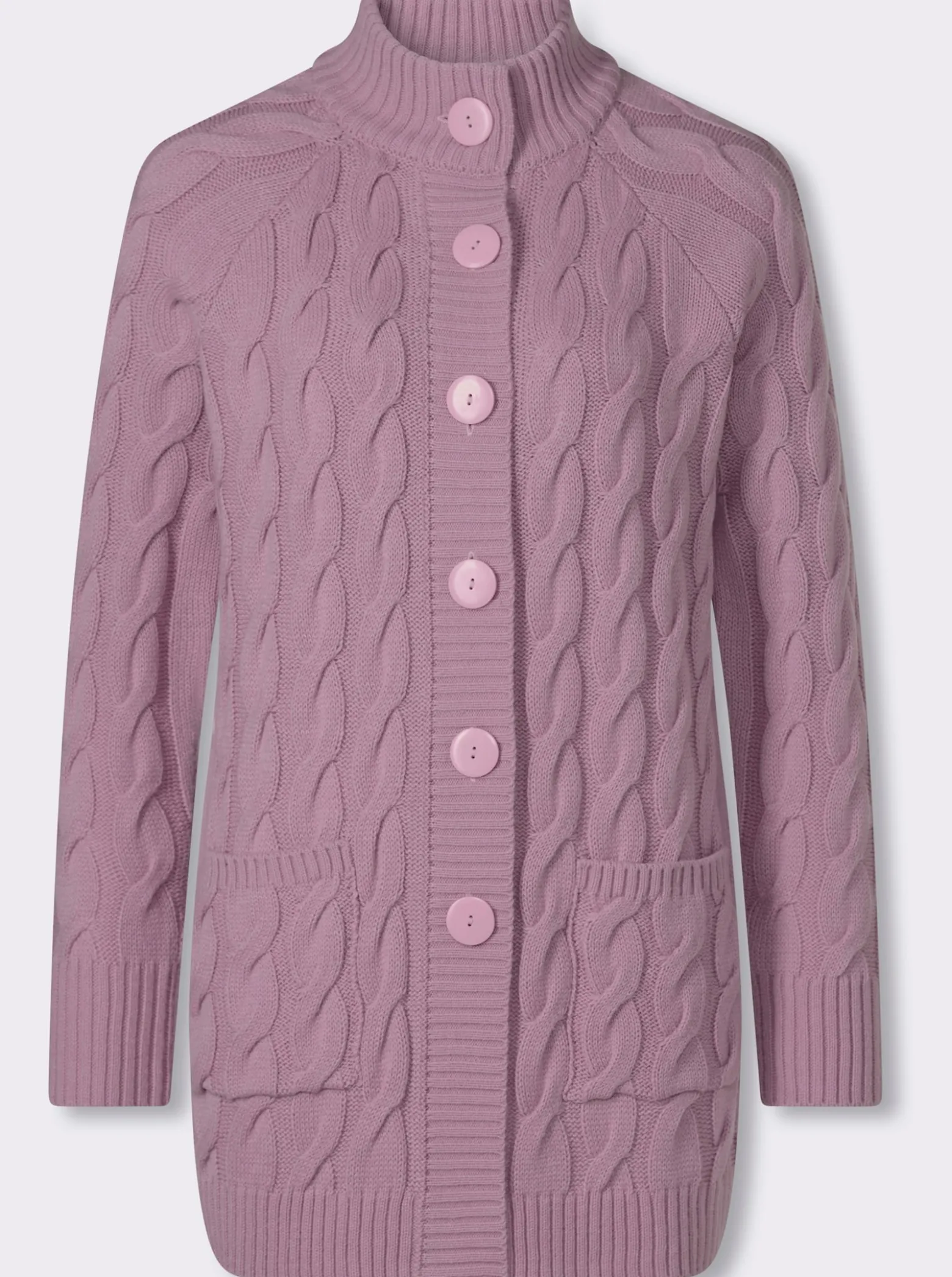 Longstrickjacke mit Zopfmuster