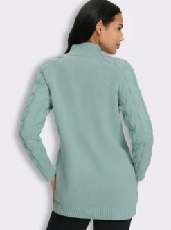 Longstrickjacke mit Zopfmuster