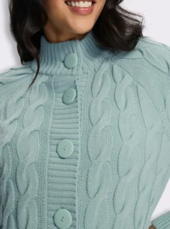 Longstrickjacke mit Zopfmuster