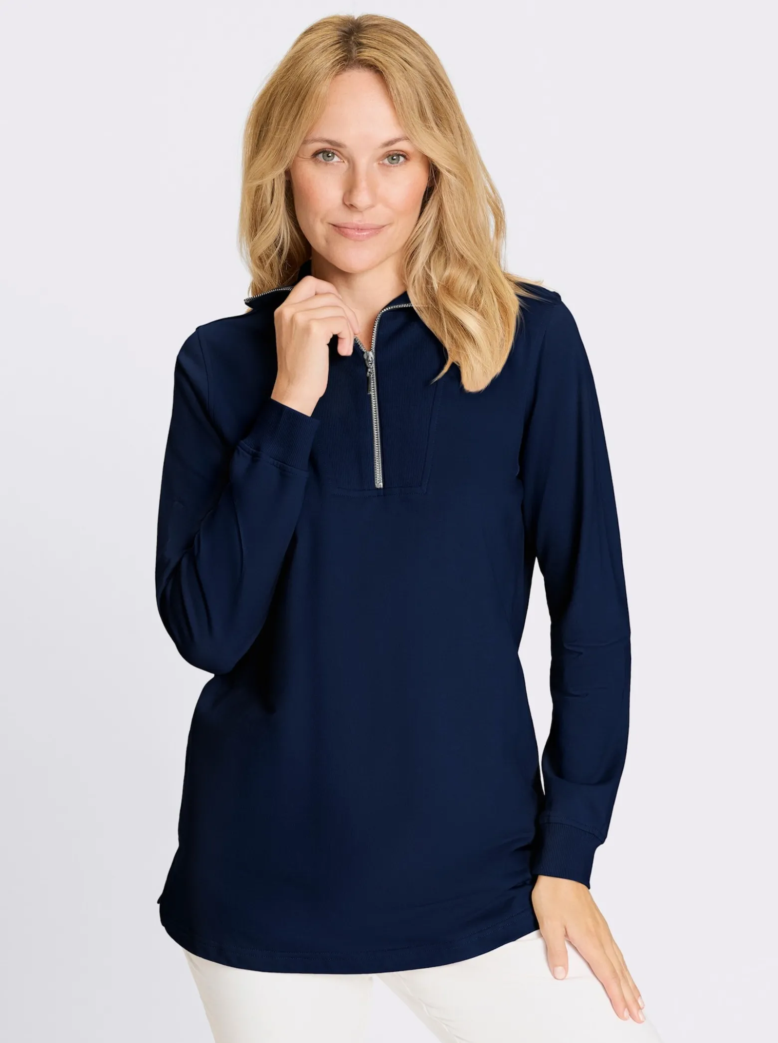 Longsweatshirt mit Troyerkragen