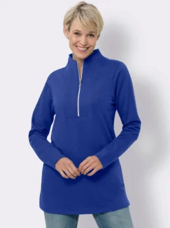 Longsweatshirt mit Troyerkragen