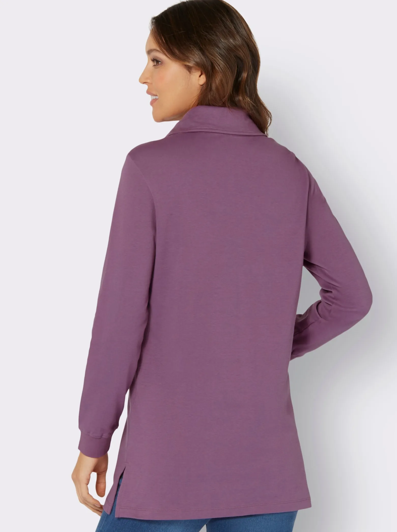 Longsweatshirt mit Umlegekragen