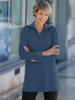 Longsweatshirt mit Umlegekragen