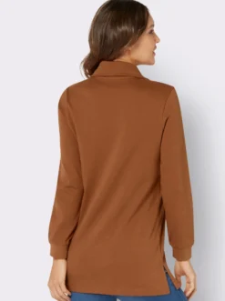 Longsweatshirt mit Umlegekragen