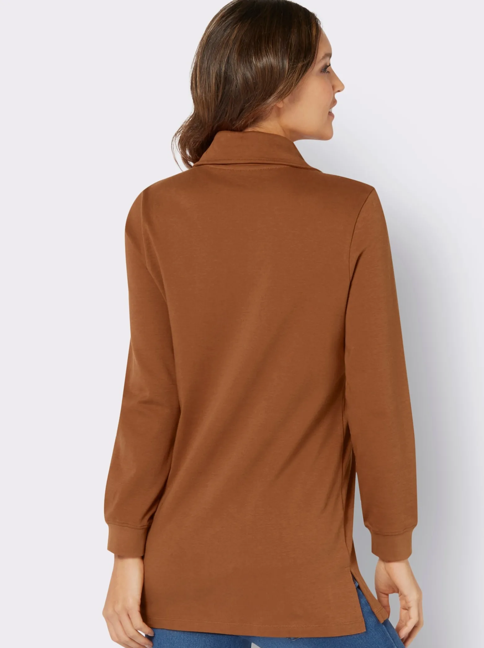 Longsweatshirt mit Umlegekragen