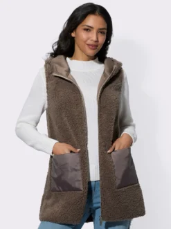 Longweste aus kuscheligem Teddy-Fleece