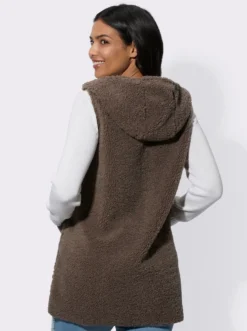 Longweste aus kuscheligem Teddy-Fleece