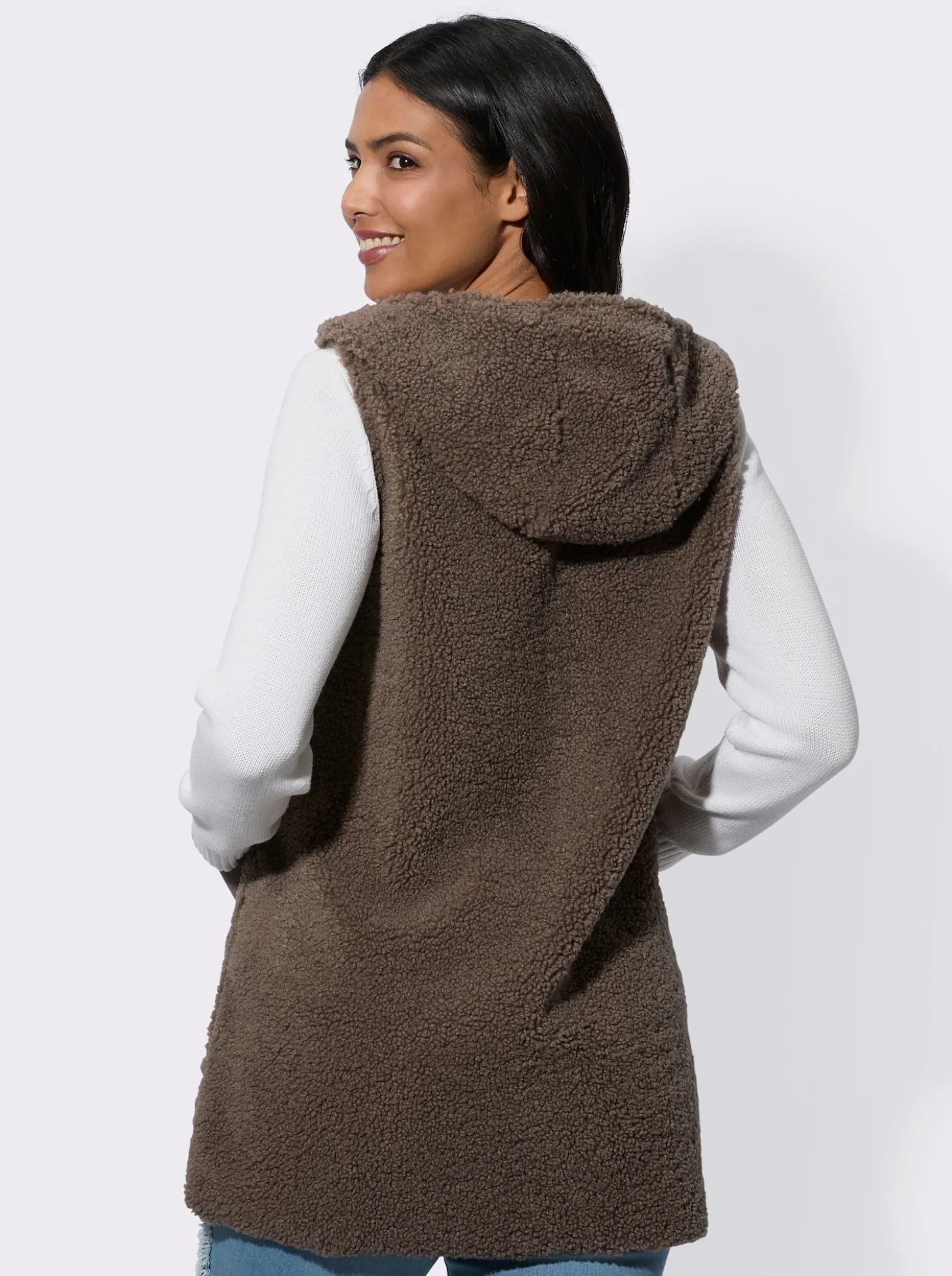 Longweste aus kuscheligem Teddy-Fleece