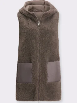 Longweste aus kuscheligem Teddy-Fleece