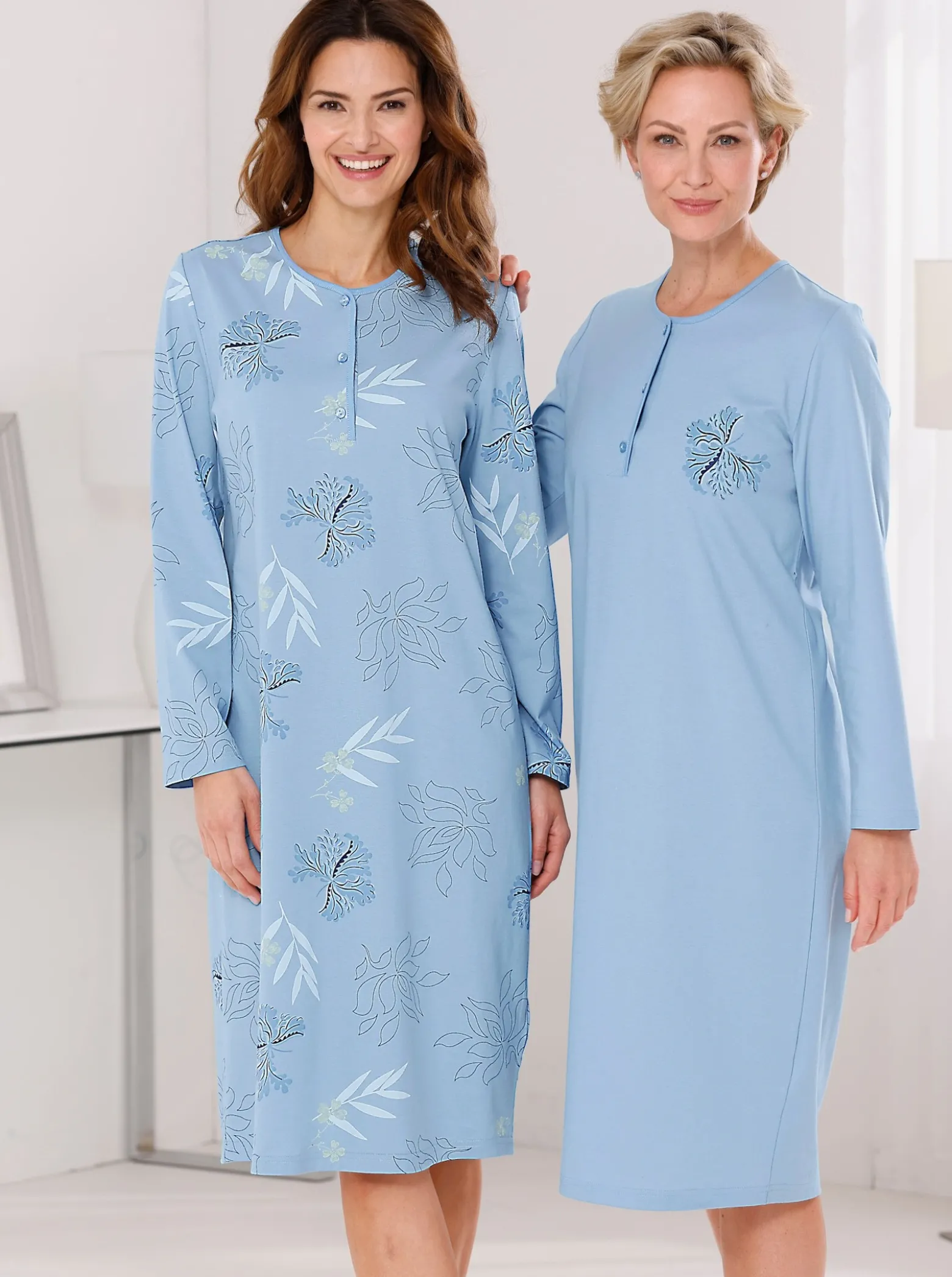 Nachthemden im Doppelpack, floraler Print