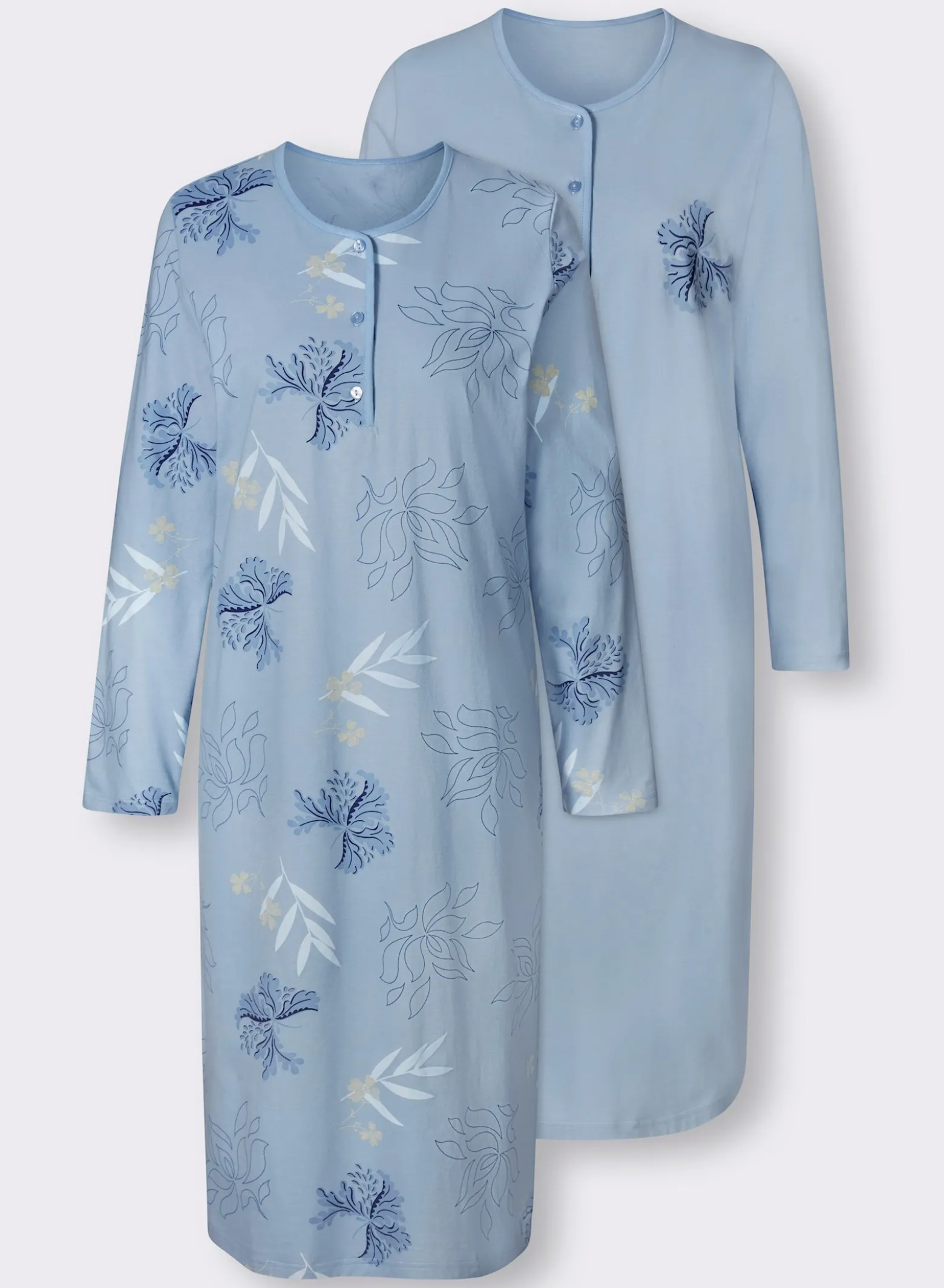 Nachthemden im Doppelpack, floraler Print