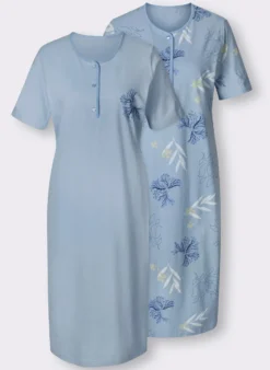 Nachthemden im Doppelpack, floraler Print