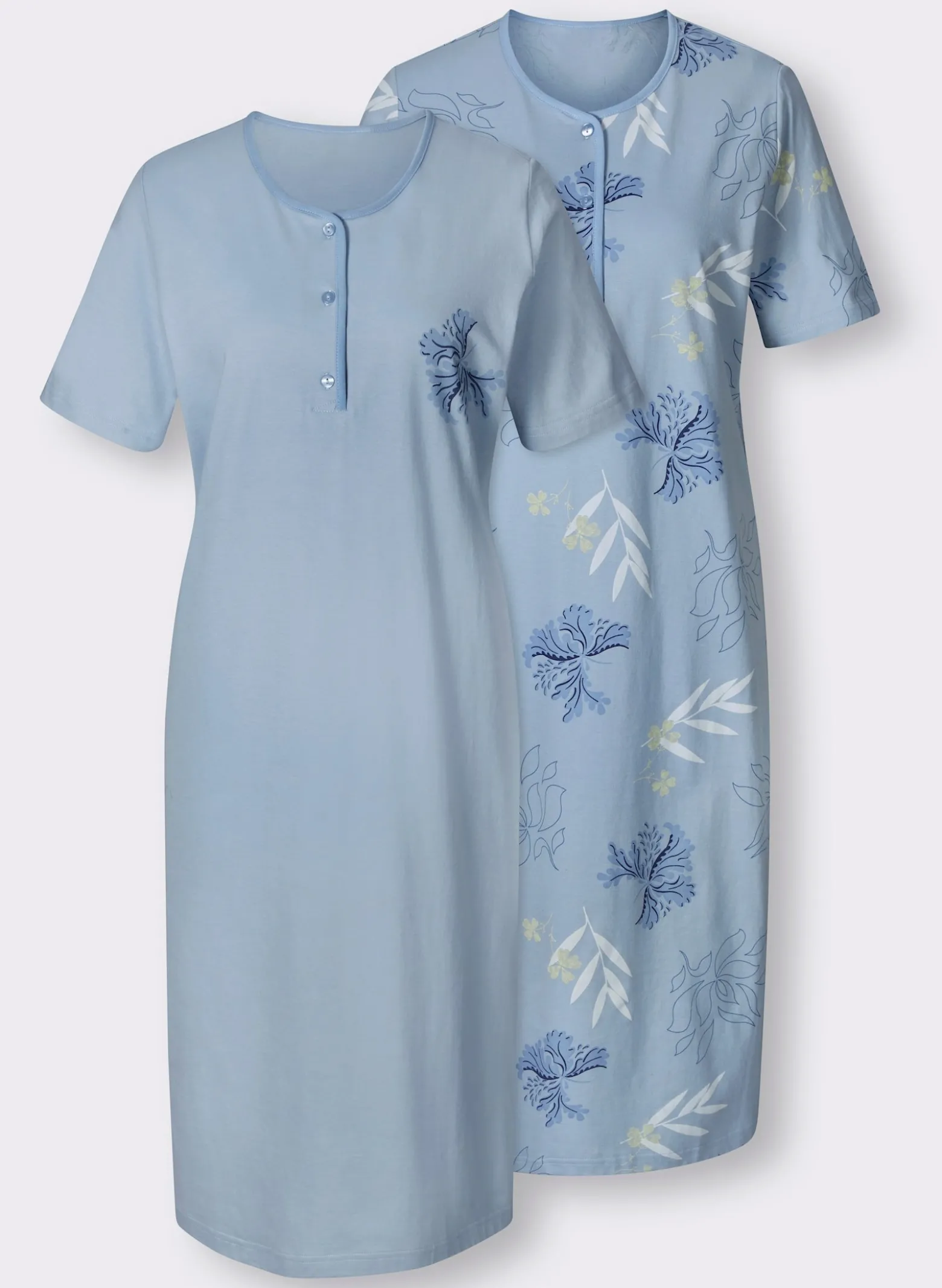 Nachthemden im Doppelpack, floraler Print
