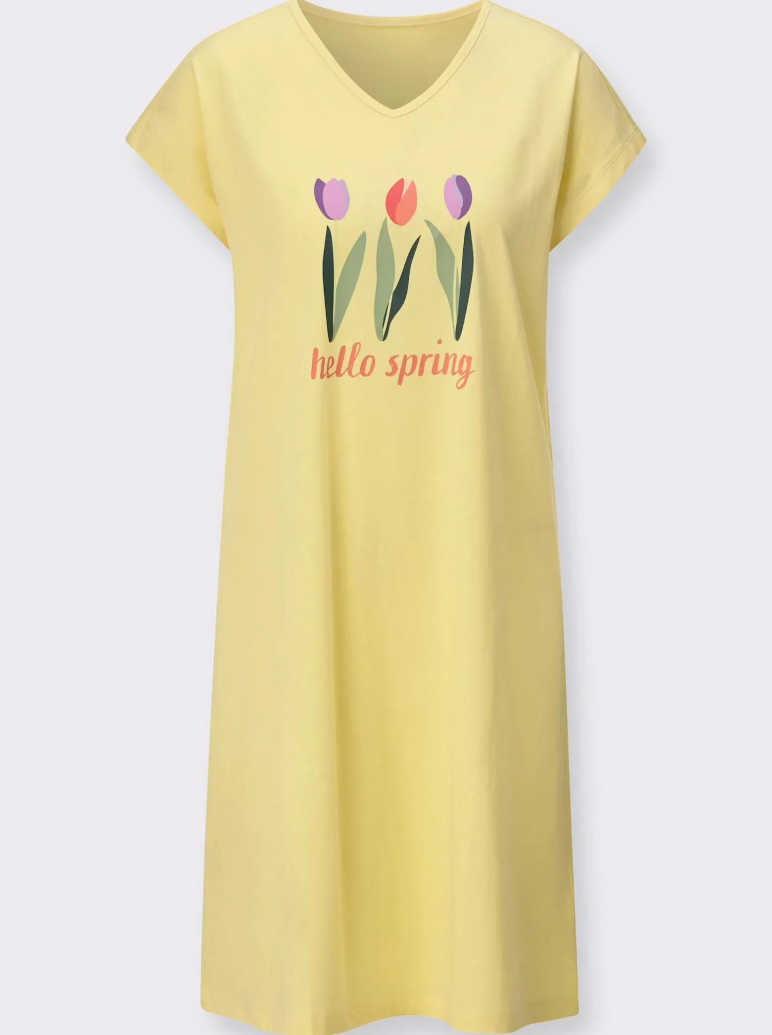 Nachthemd mit platziertem Tulpen-Druck