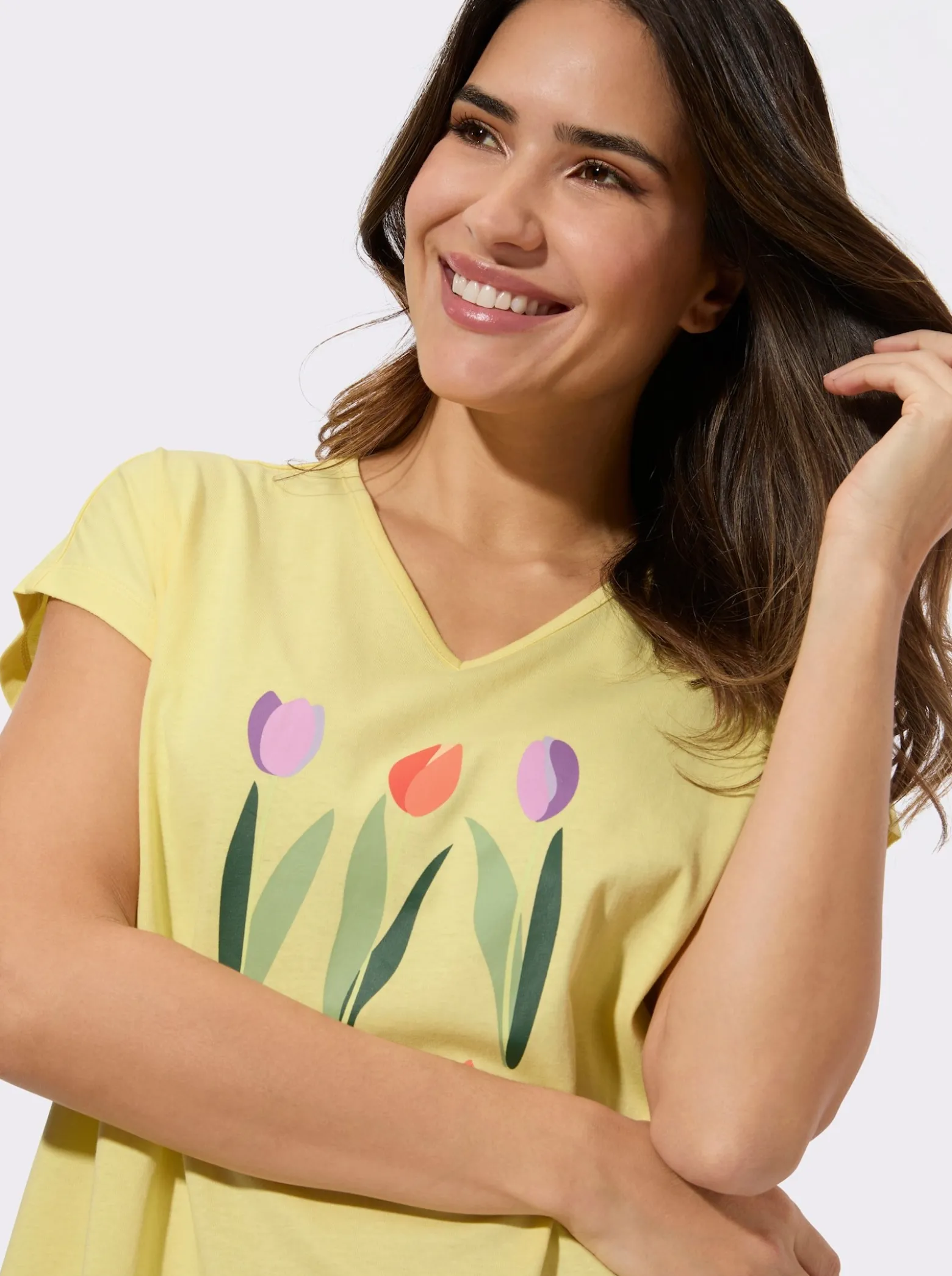 Nachthemd mit platziertem Tulpen-Druck