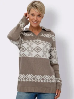 Norwegerpullover in Jacquard-Strick