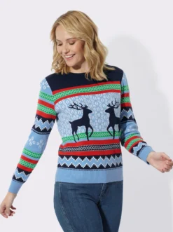Norwegerpullover mit gerippten Bündchen