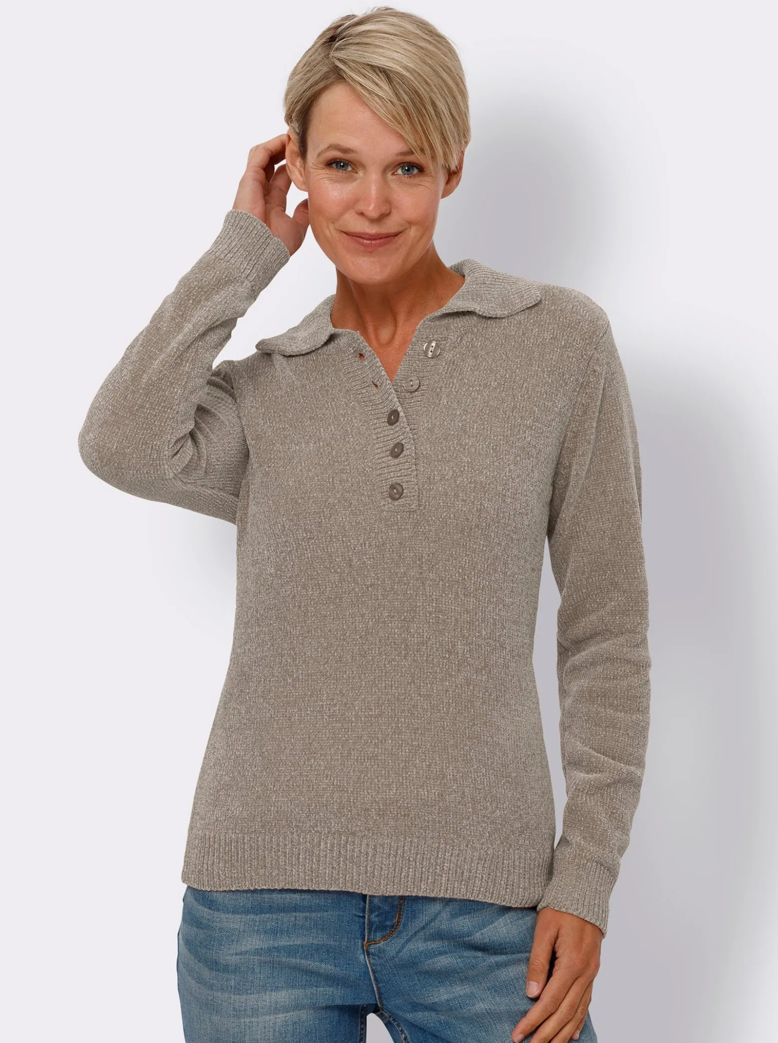 Polopullover aus Chenillegarn