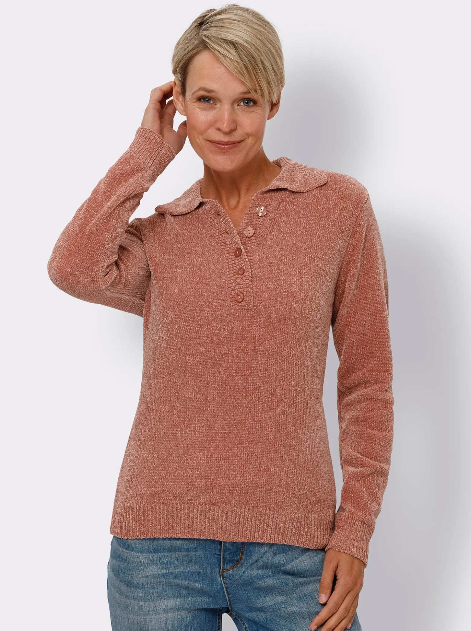 Polopullover aus Chenillegarn