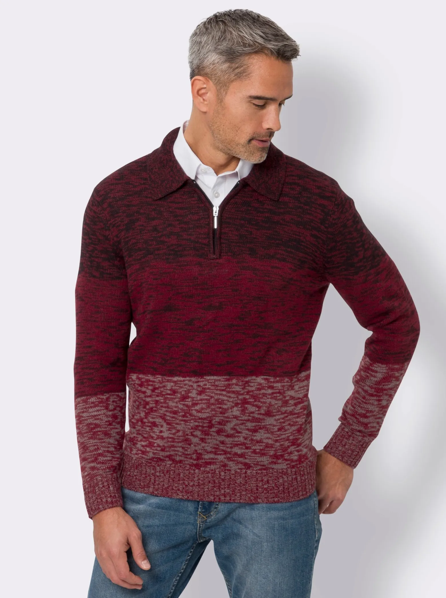 Polopullover im Colour-Blocking-Dessin