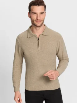 Polopullover in Melange-Optik