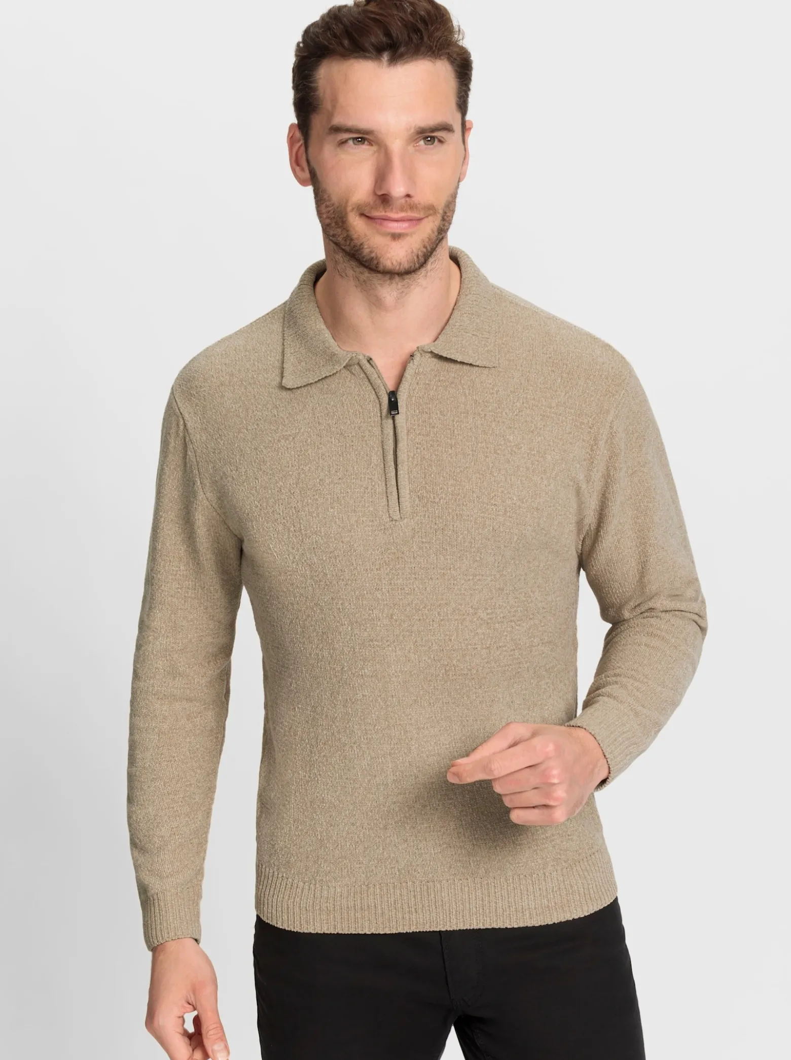 Polopullover in Melange-Optik