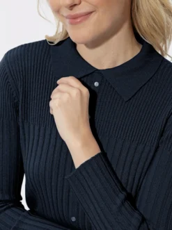 Polopullover mit geripptem Kragen