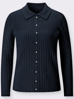 Polopullover mit geripptem Kragen
