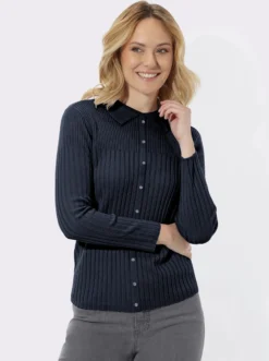 Polopullover mit geripptem Kragen