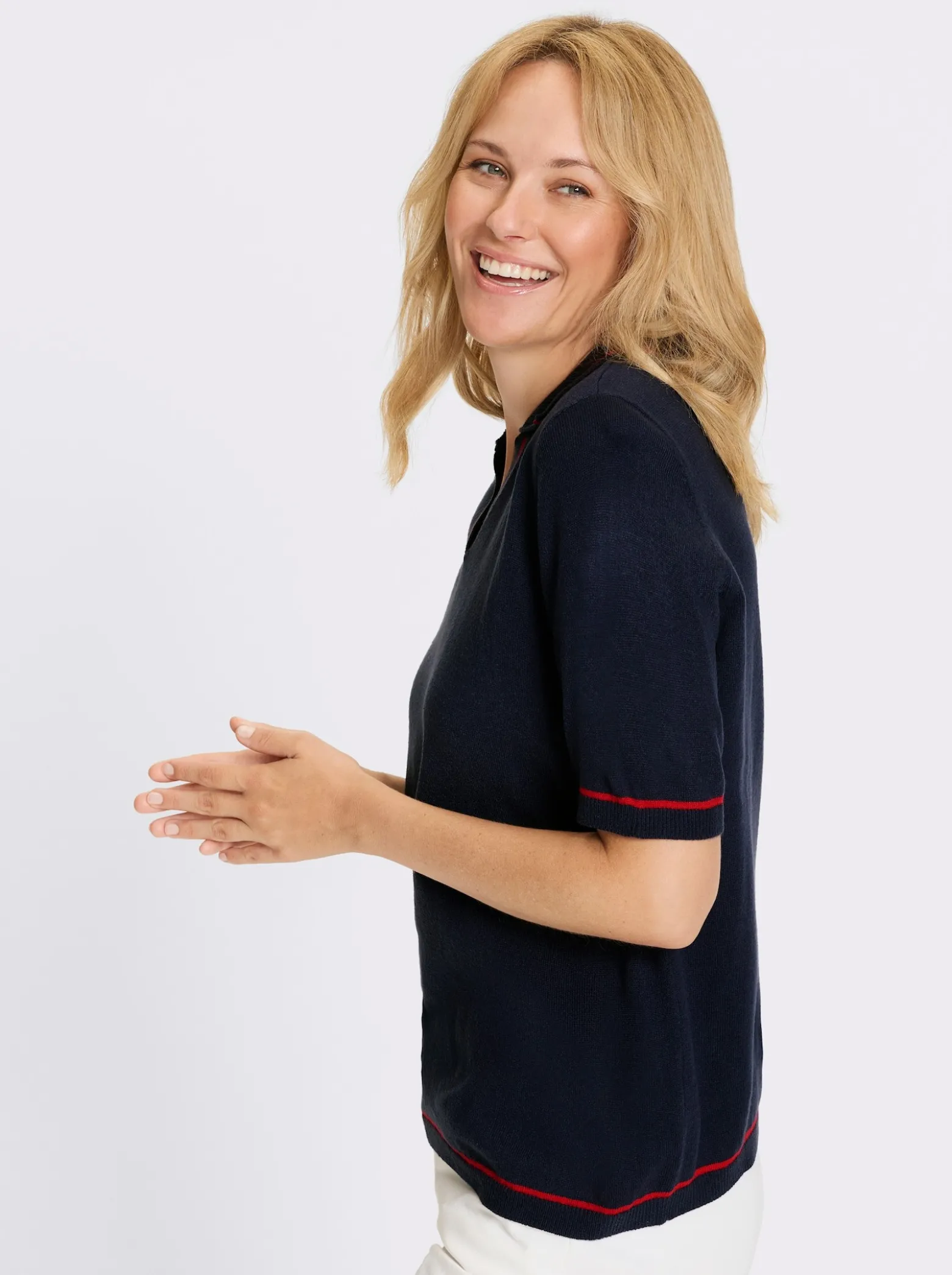 Polopullover mit Kontrast-Akzenten