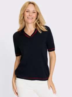 Polopullover mit Kontrast-Akzenten
