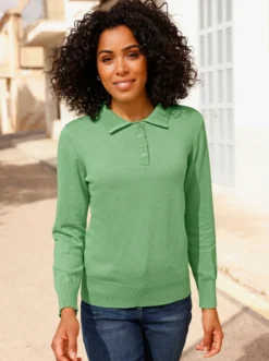 Polopullover mit kurzer Knopfleiste