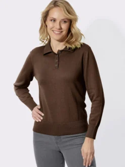 Polopullover mit kurzer Knopfleiste